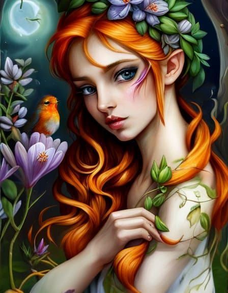 Ethereal Garden Scene with Twisted Vines