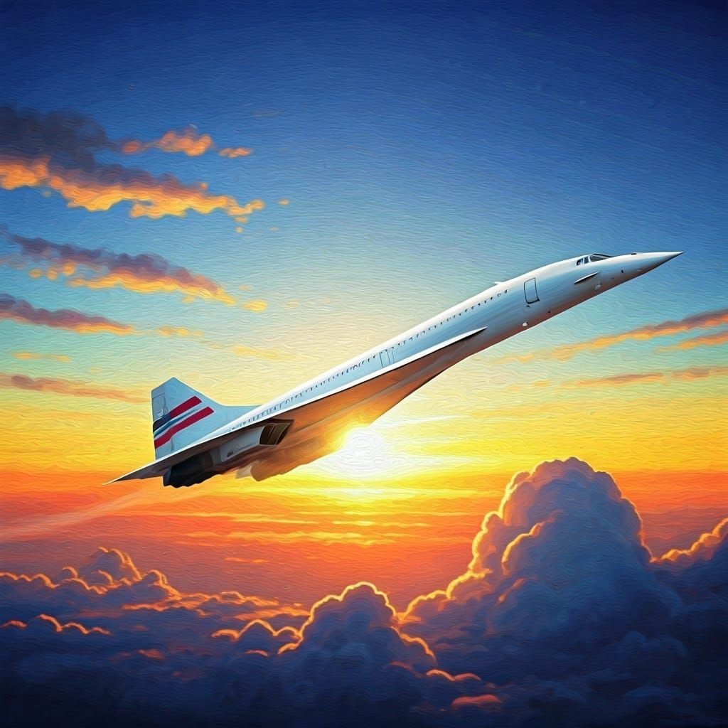Concorde in Supersonic Flight, Blending Oil and Ink