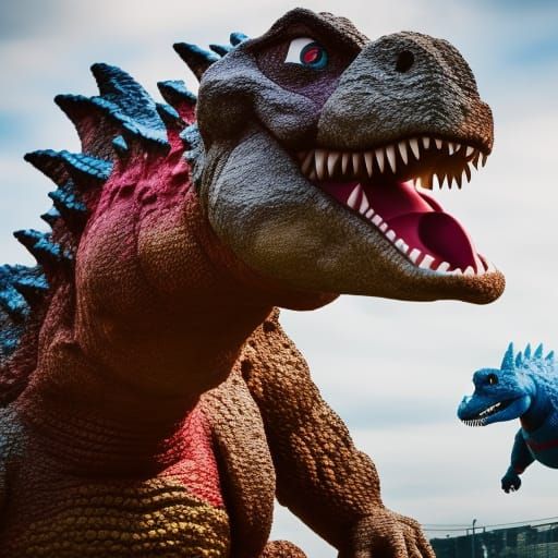 Dinosaur Meets Legendary Beast in Epic Showdown