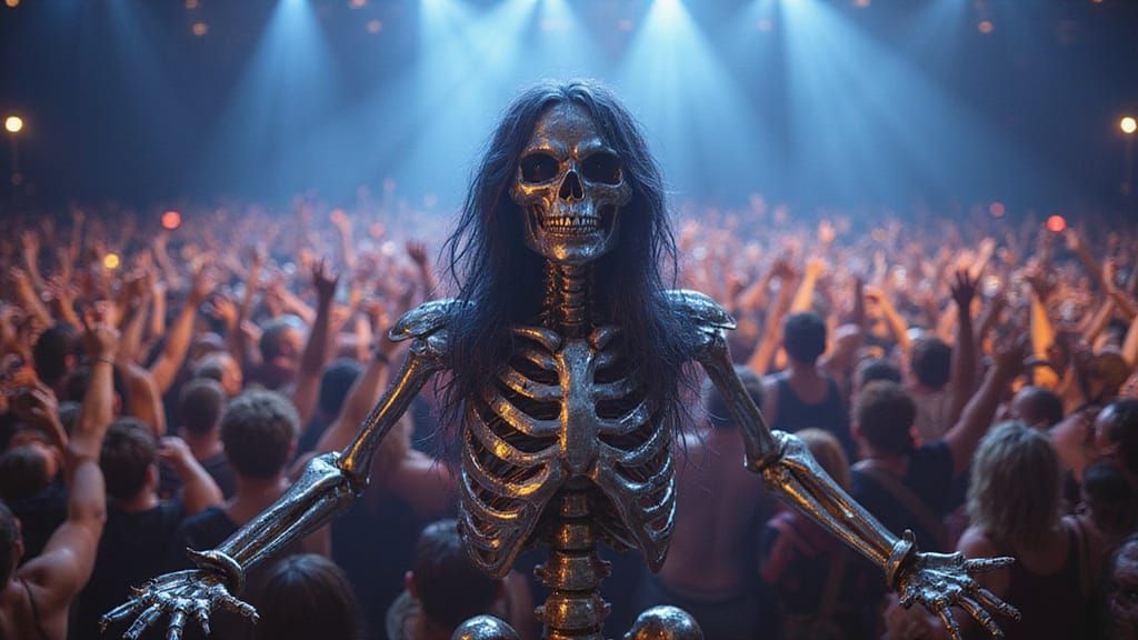 Iron Maiden Mascot in a Hyperrealistic Concert Scene