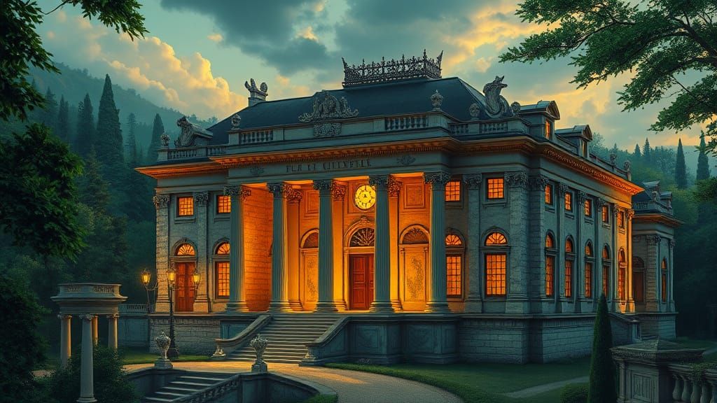 Baroque Marble Villa in Emerald Greenery