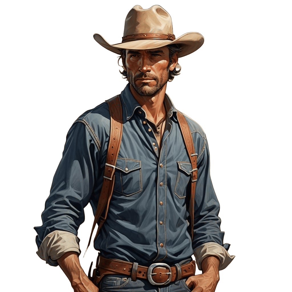 Rugged Outlaw Portrait with Triadic Colors