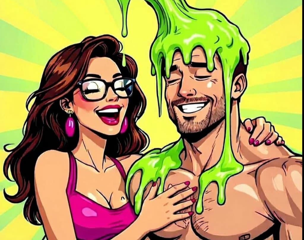 Woman Hilariously Sliming Man on Date Night