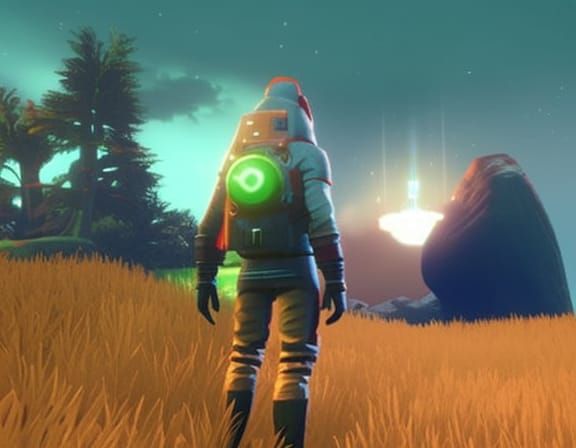 Idyllic Nighttime Landscape in Stunning Raytraced Environmen...