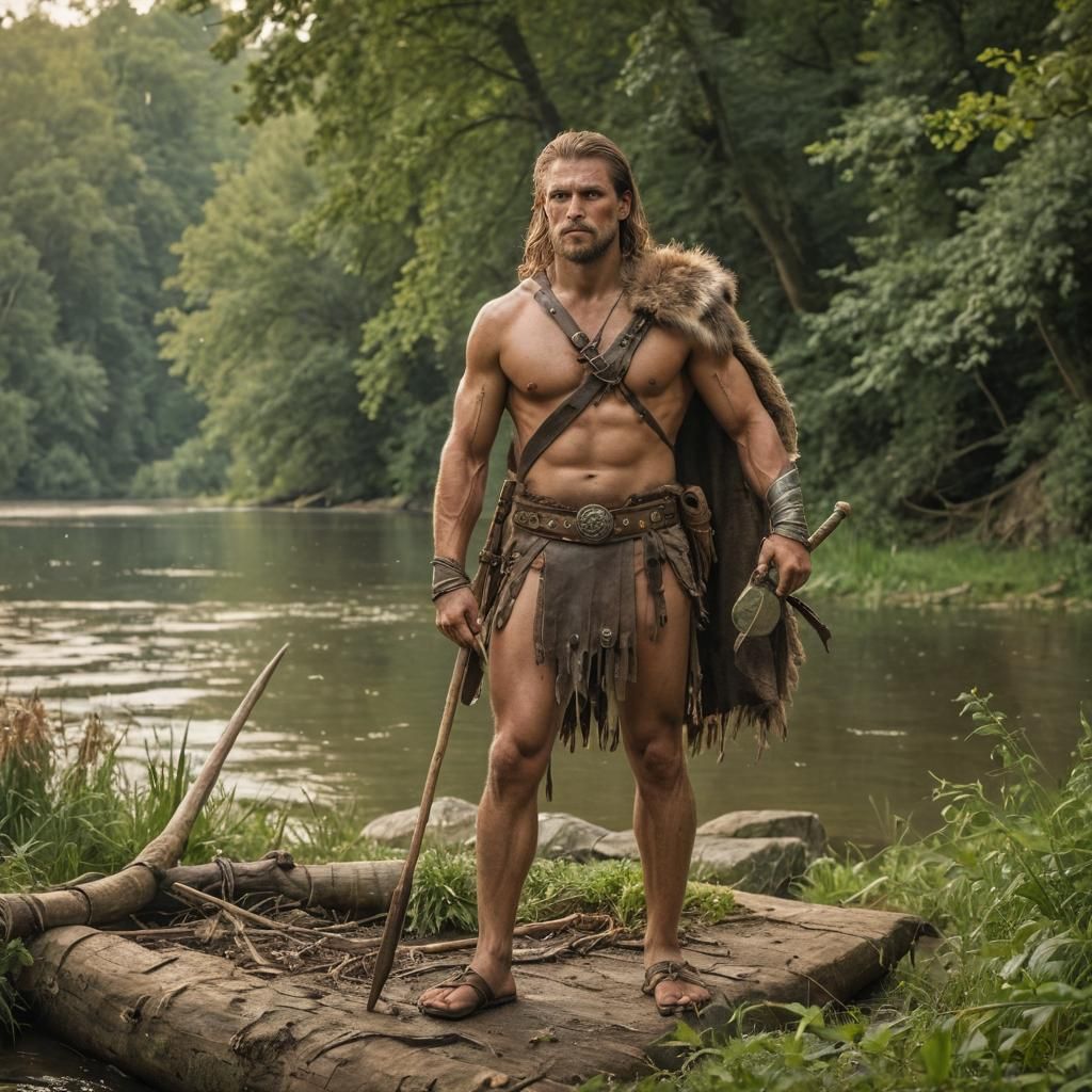 Germanic Warrior Beside the River Rhine
