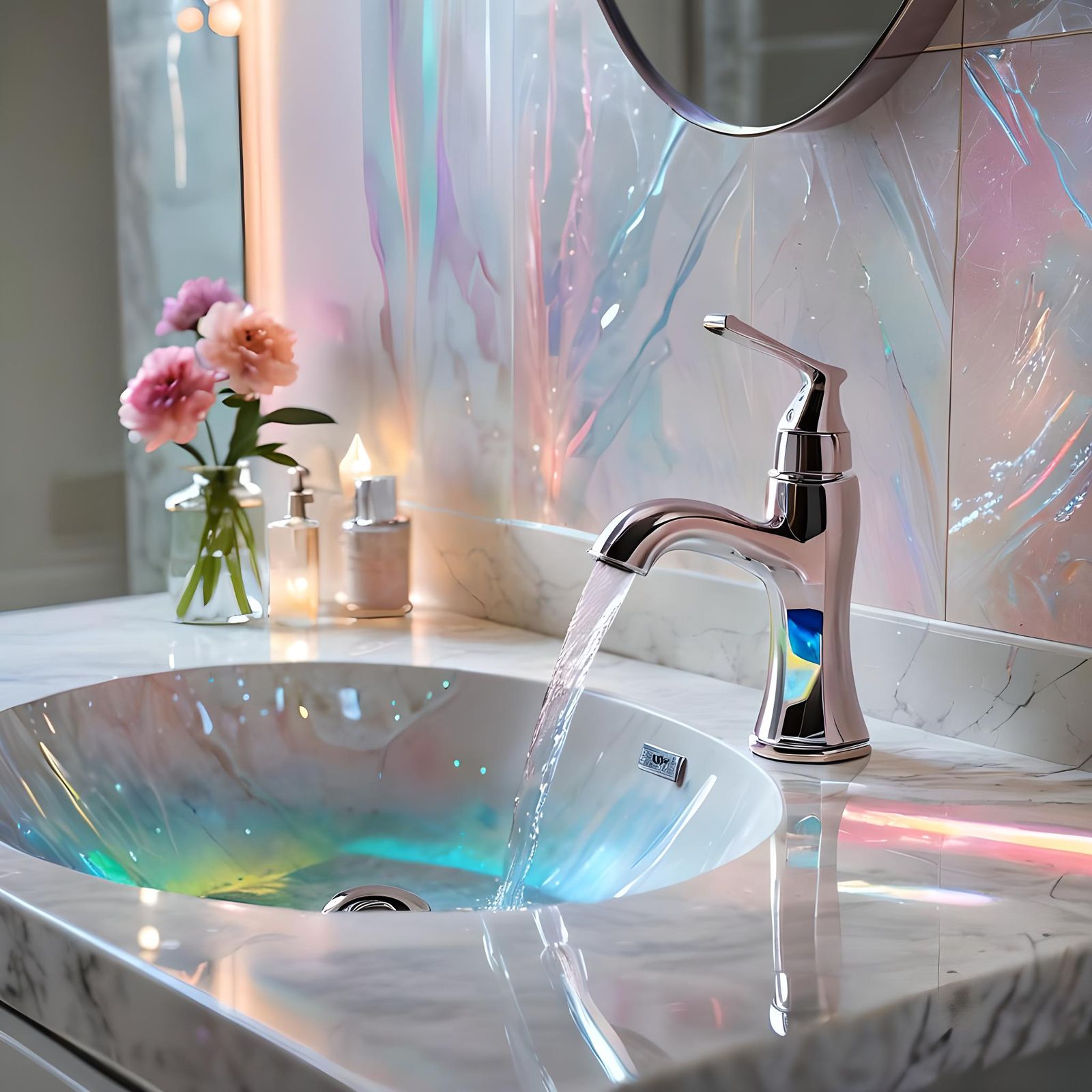 Whimsical Bathroom Wonderland with Iridescent Sink
