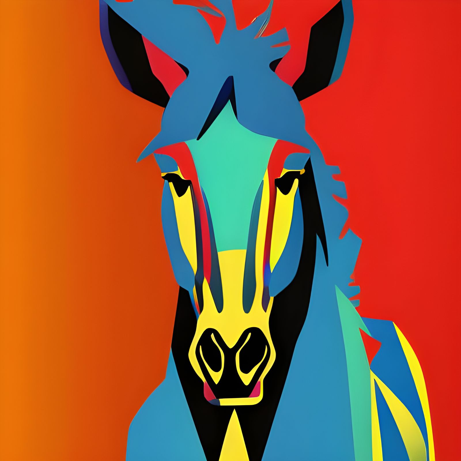 Vibrant Pop Art Stallion in Triadic Colors