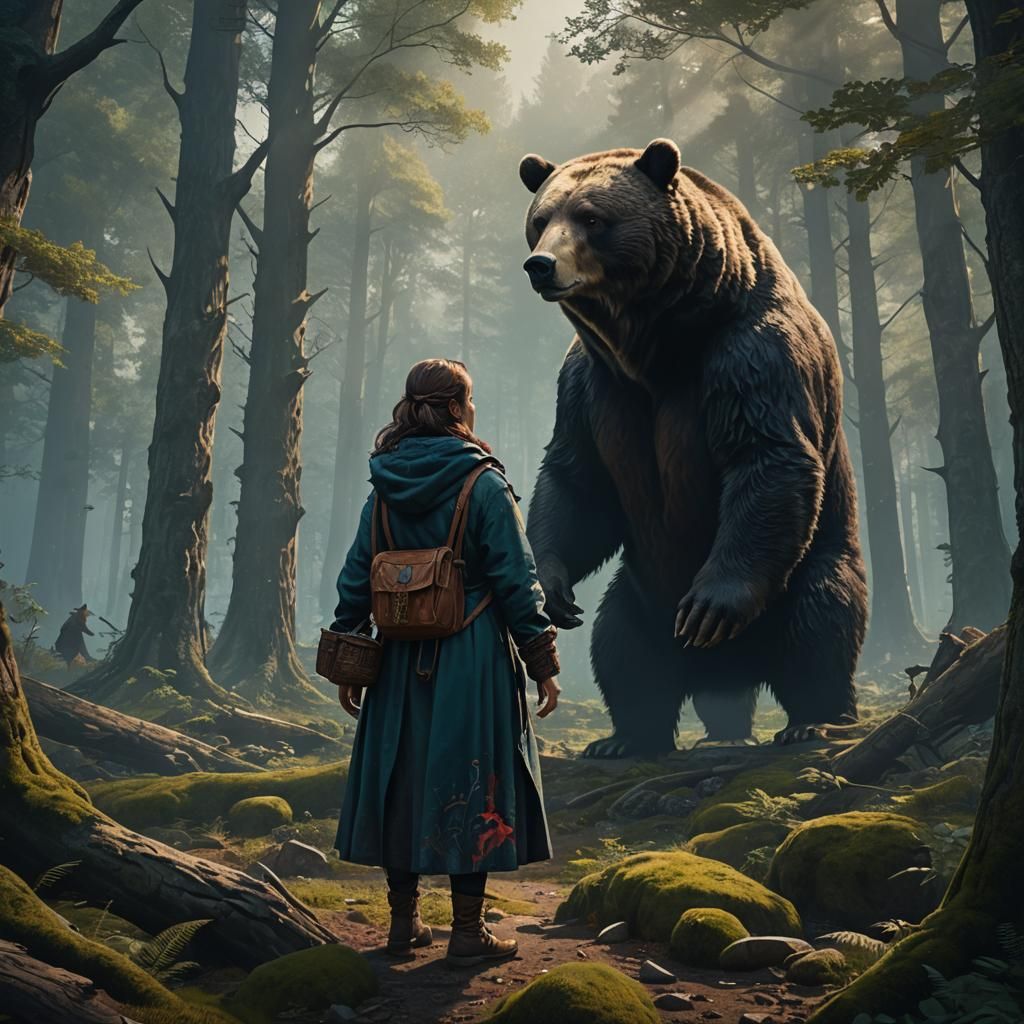 Woman in the Woods Ponders Fateful Encounter in Whimsical Fa...