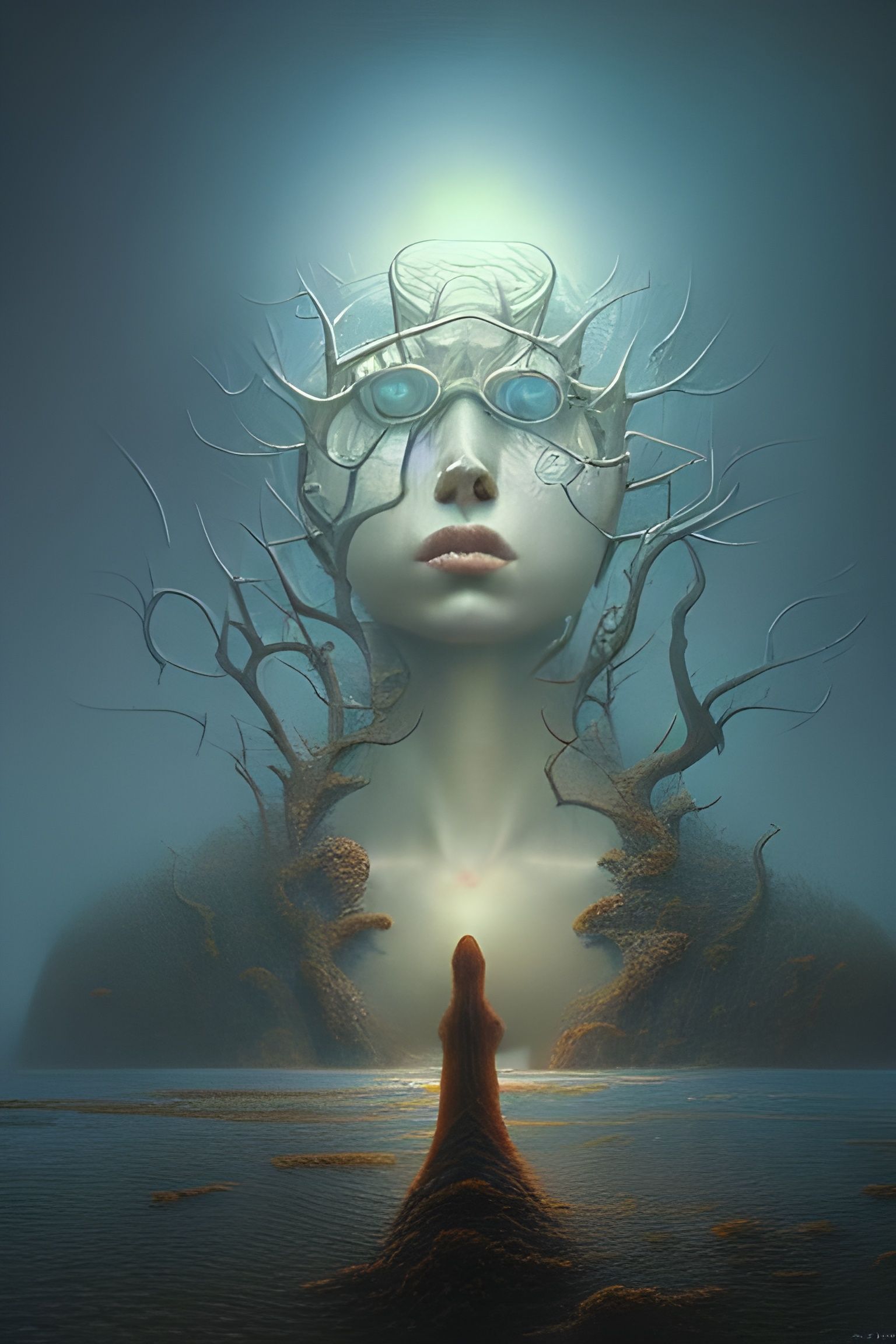 Eldritch Goddess Portrayed in Hyperrealistic Horror