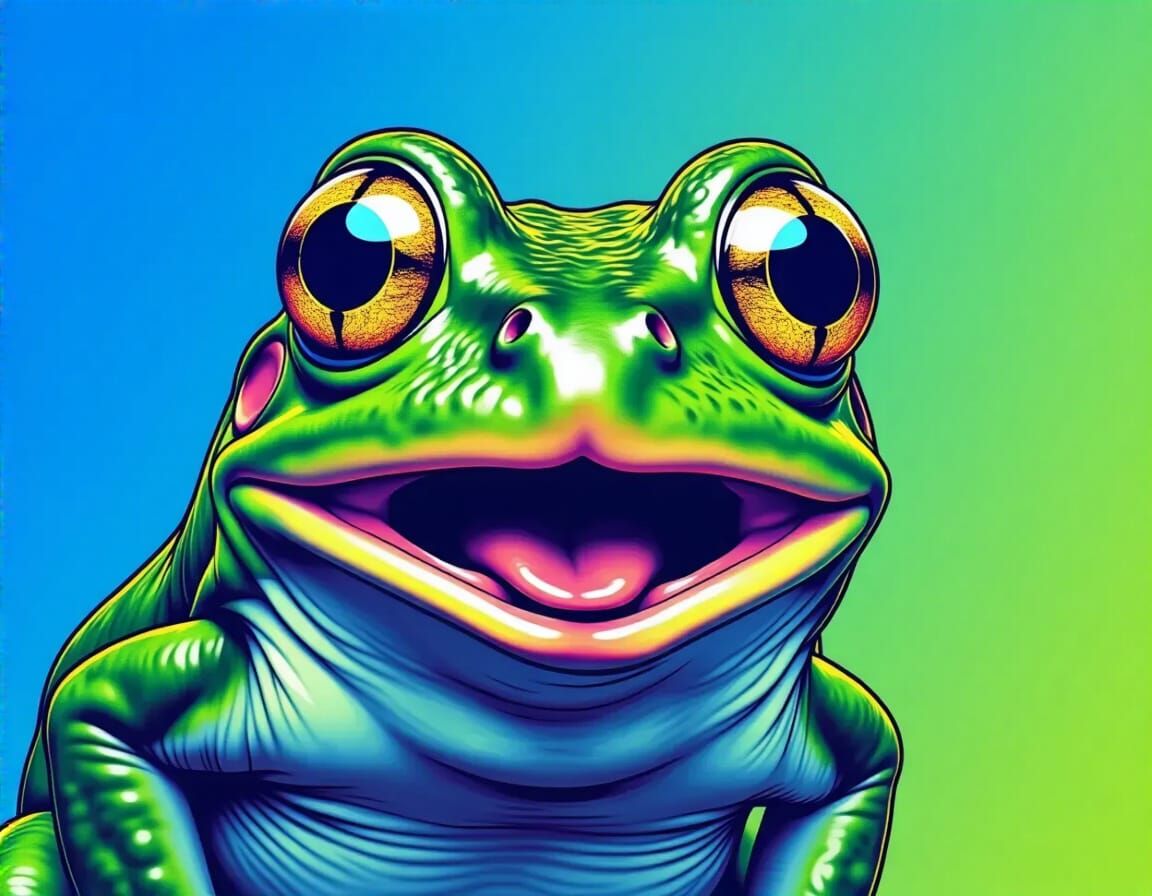 Surprised Frog with Terrified Expression in Pop Art