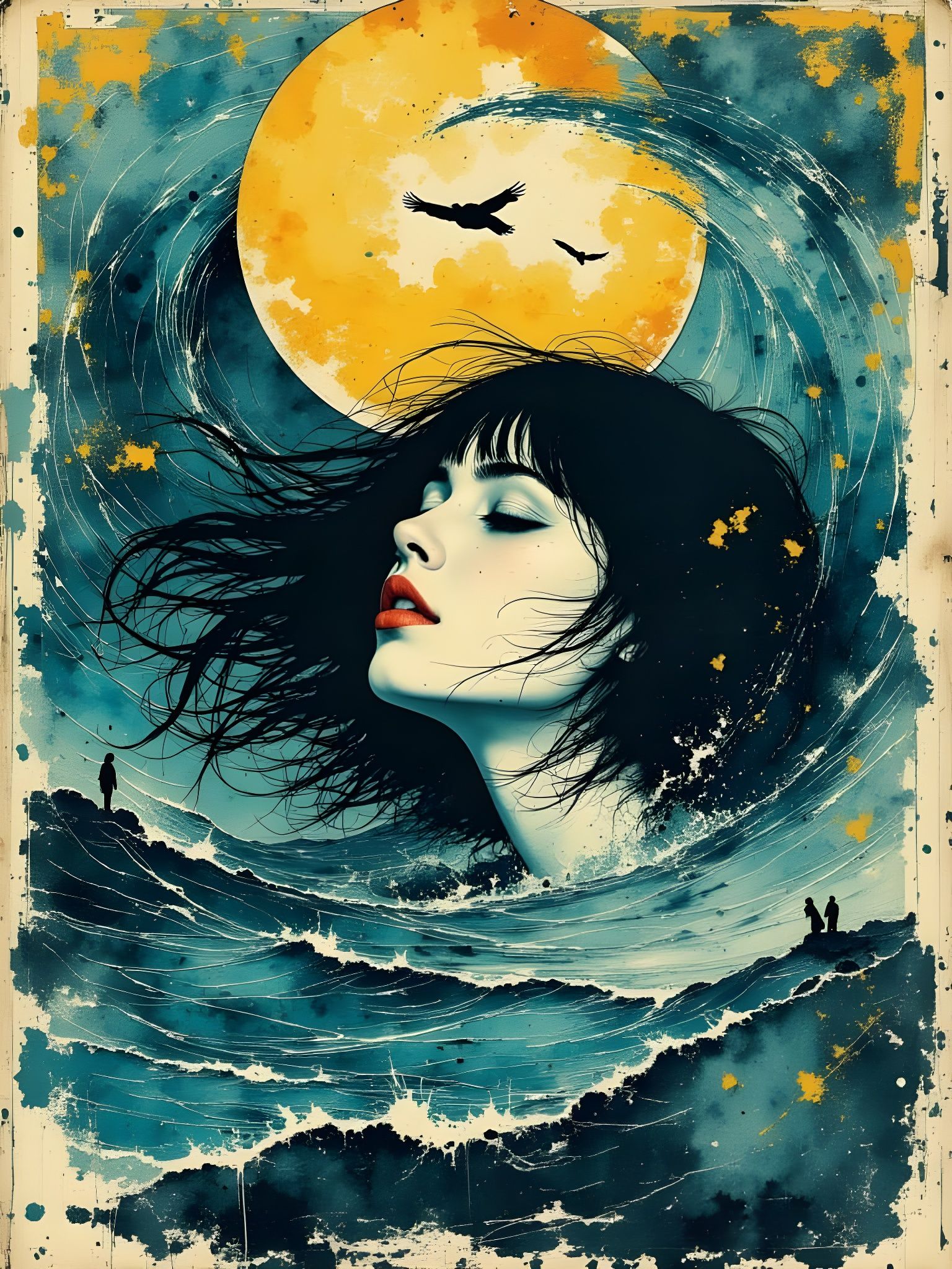 Luminous Dreamscape in Ancient Gold and Smokey Grunge