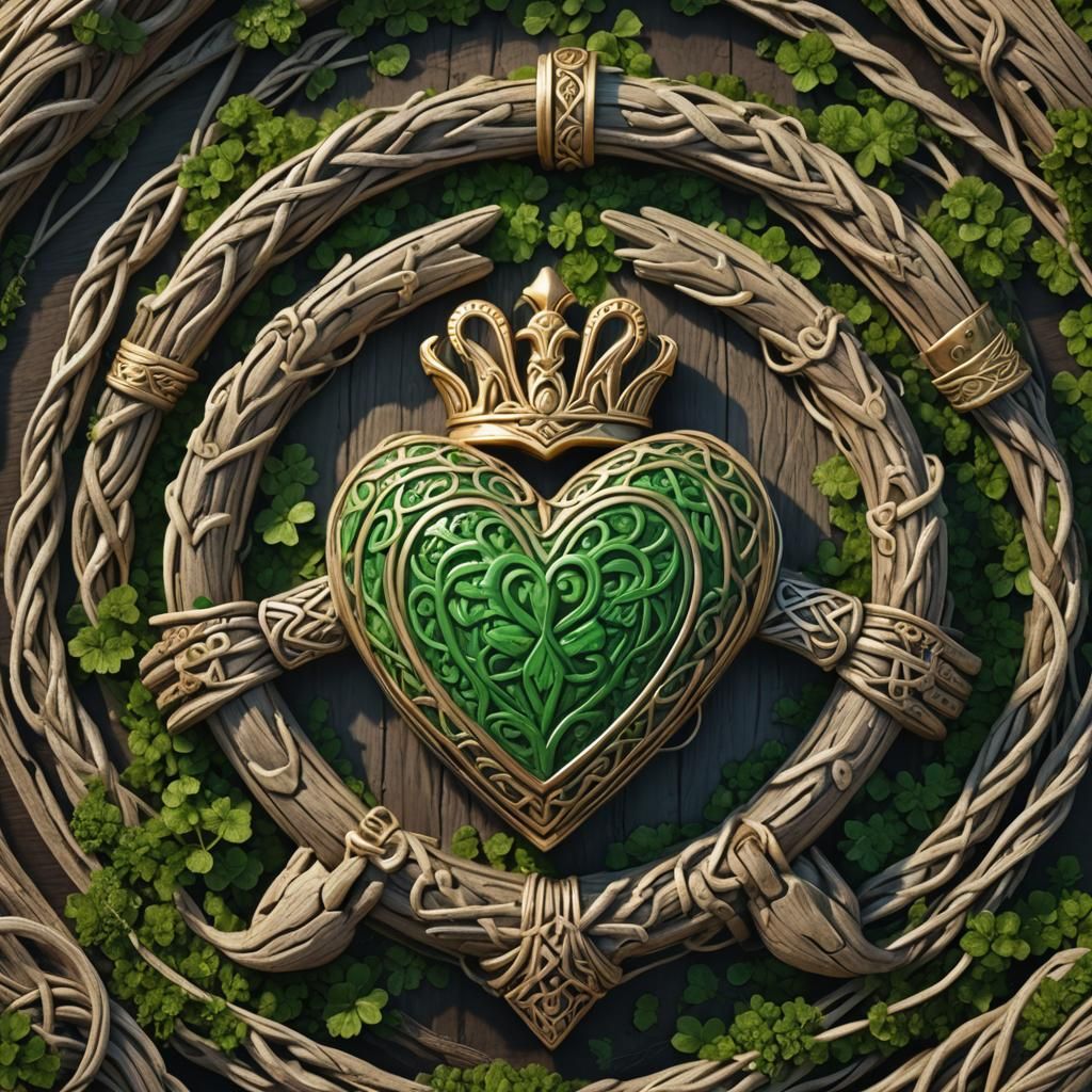 Surreal Celtic Heart Surrounds Fantasy World