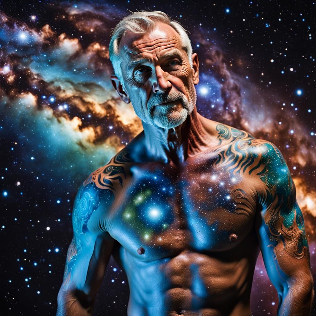 Handsome Man with Milky Way Galaxy Tattoo