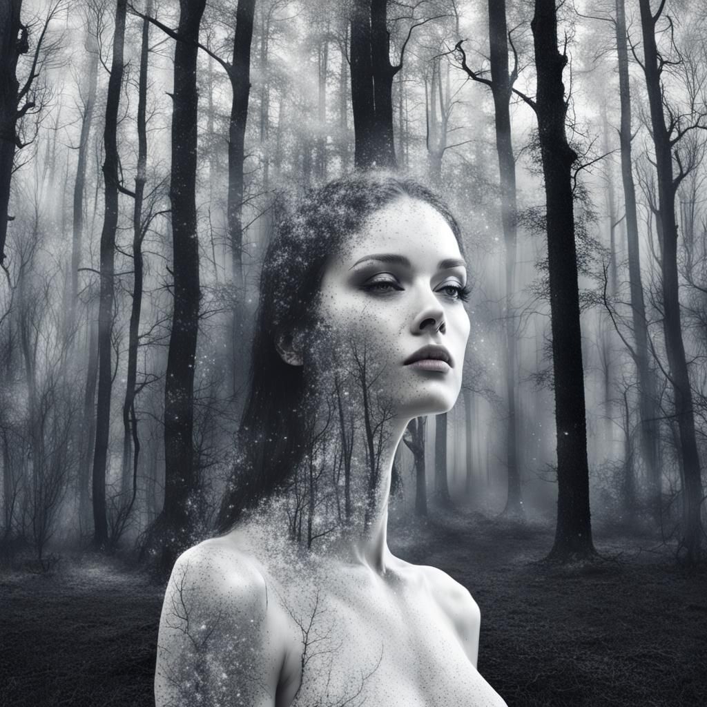 Enigmatic Forest Maiden on Glittering Snow