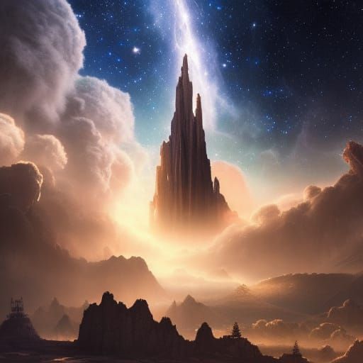 Epic Celestial Landscape in Digital Matte Painting Style