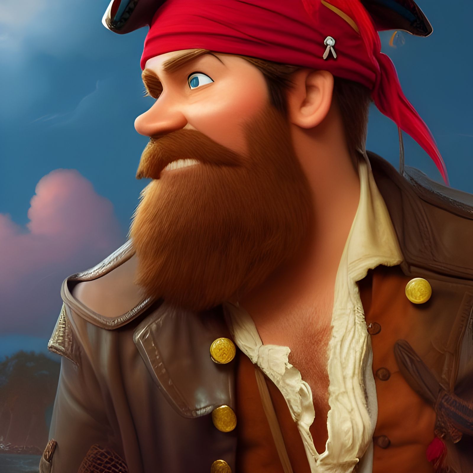 Pirate in a Stormy Sky with Intricately Detailed 8K Cinemati...