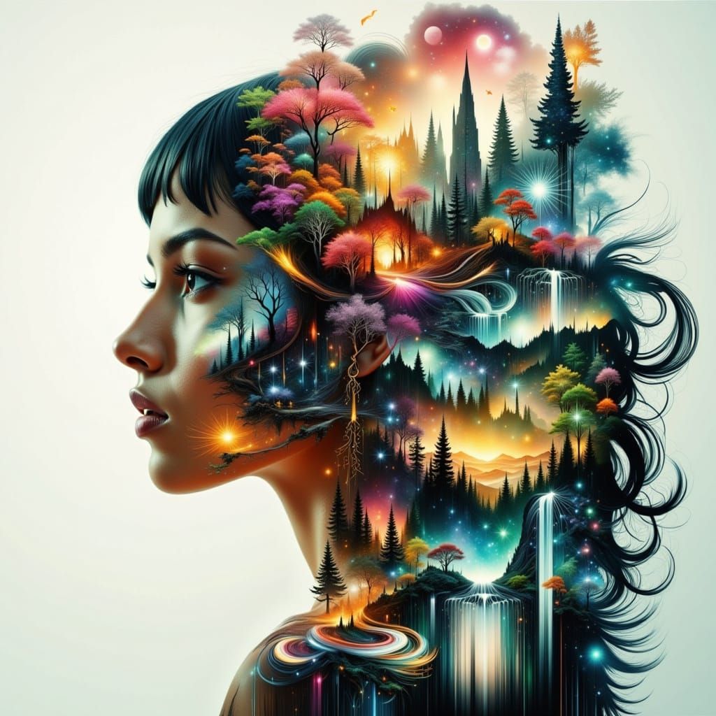 Persistence <lora:Dreamweave Flux:1.0> <lora:FibreOpticVisions:1.0> Journey Collage Adventure Dreams Double exposure