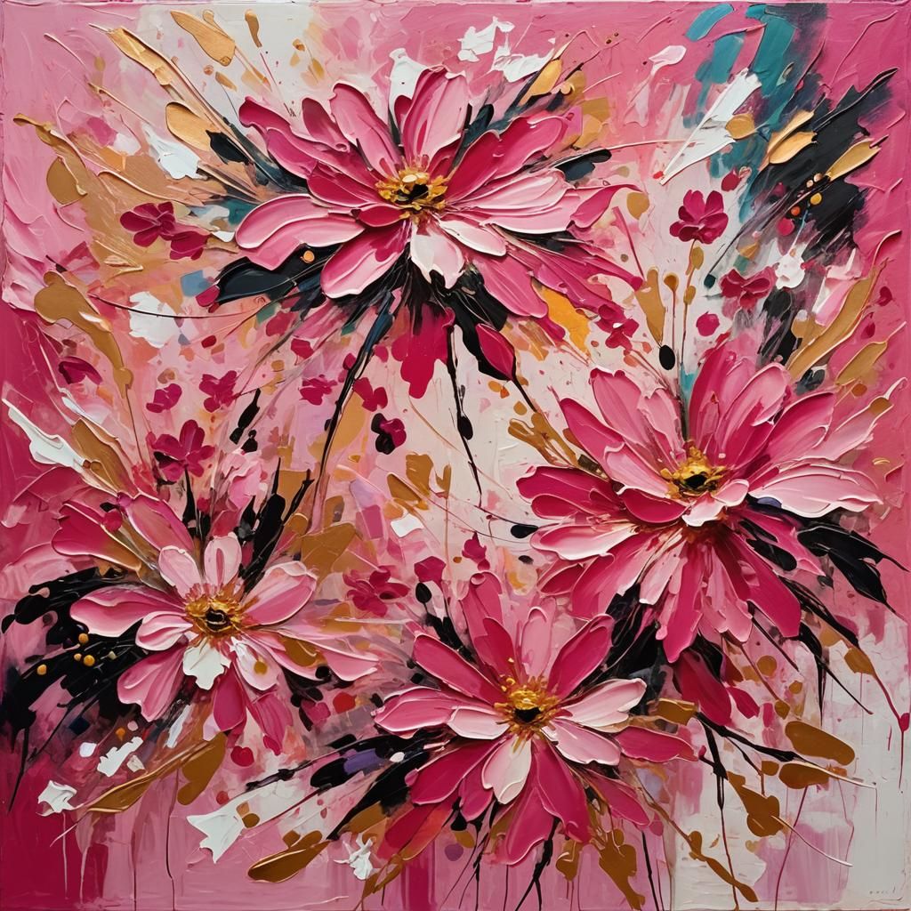 Surreal Pink Canvas Blooms with Resilience