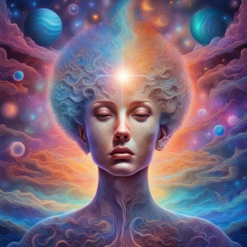 Cosmic Astral Dreamscape in Vibrant Holographic Style