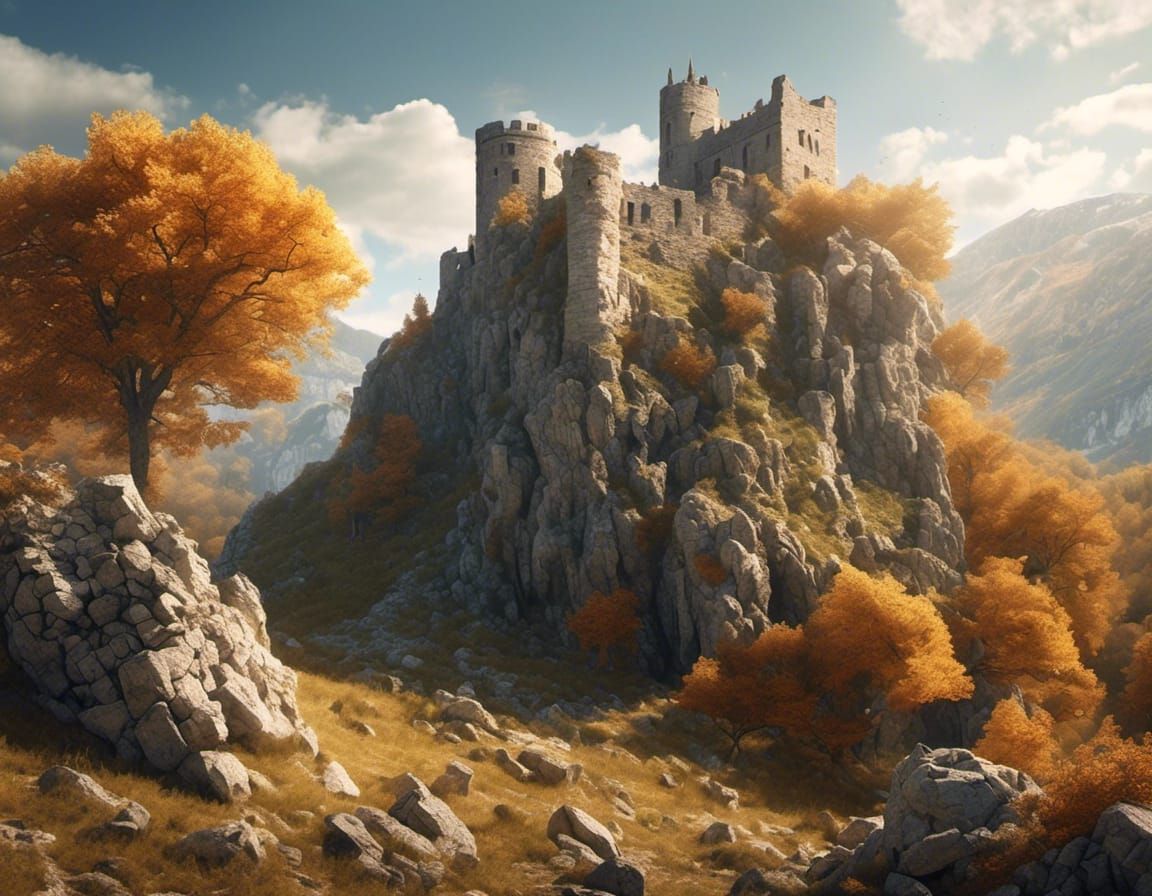 Surreal Medieval Ruins Emerge from Mountain Shadows