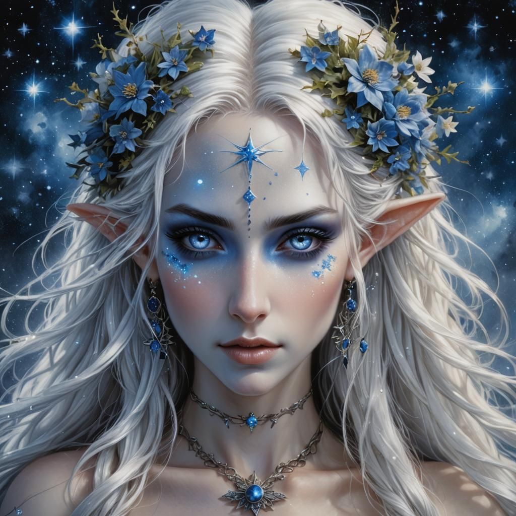 Hyper Realistic Elf Portrait in Celestial Beauty