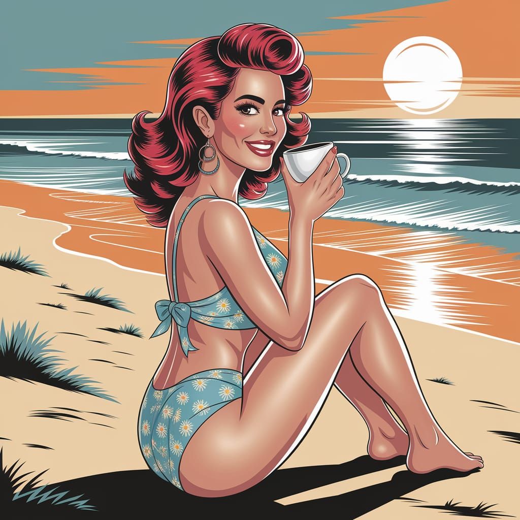 Radiant Springtime Pin-up Beauty on Florida Beach