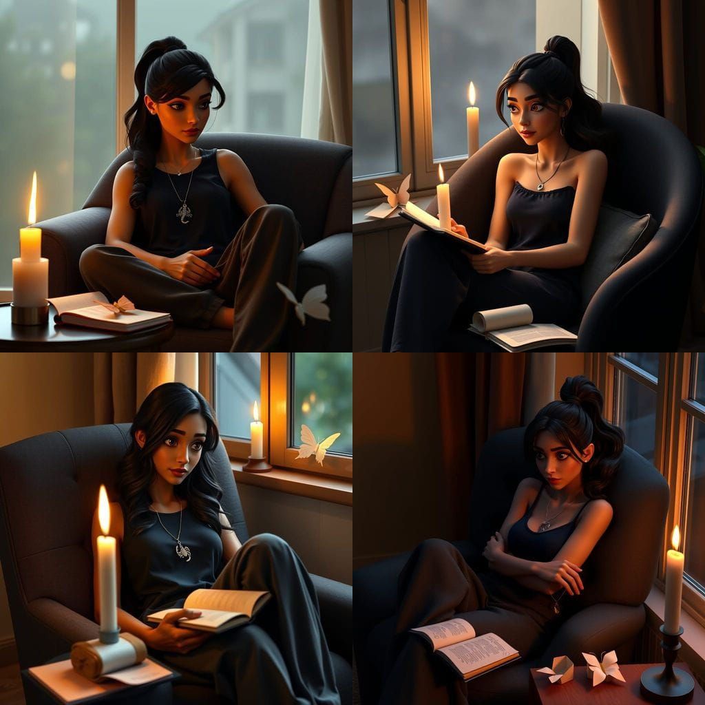 Pixar-Style 3D Portrait of Woman Contemplating Candle