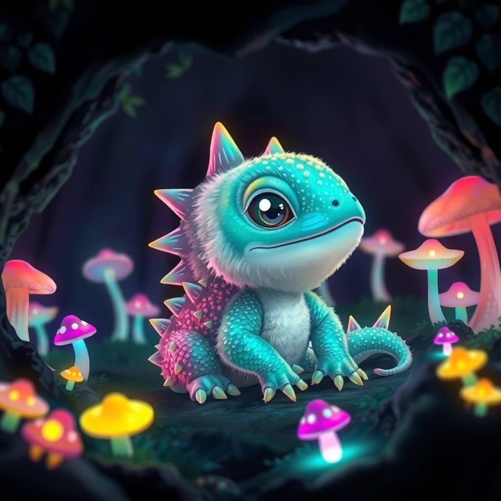 Chibi Reptile in Neon Jungle
