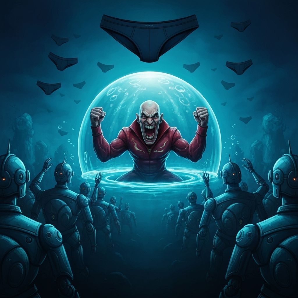 Maniacal Supervillain Commands Robot Army in Surreal Underwa...