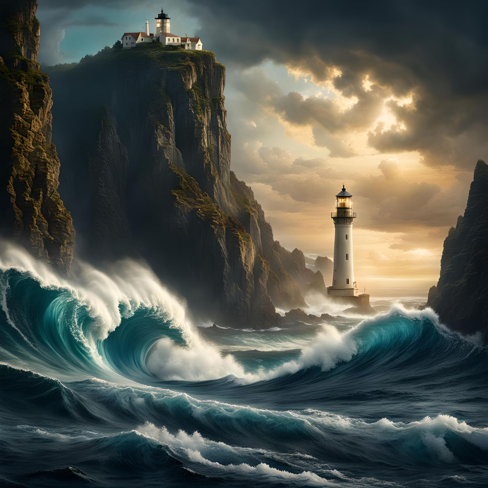 A digital artwork of the God Poseidon formed out of majestic...