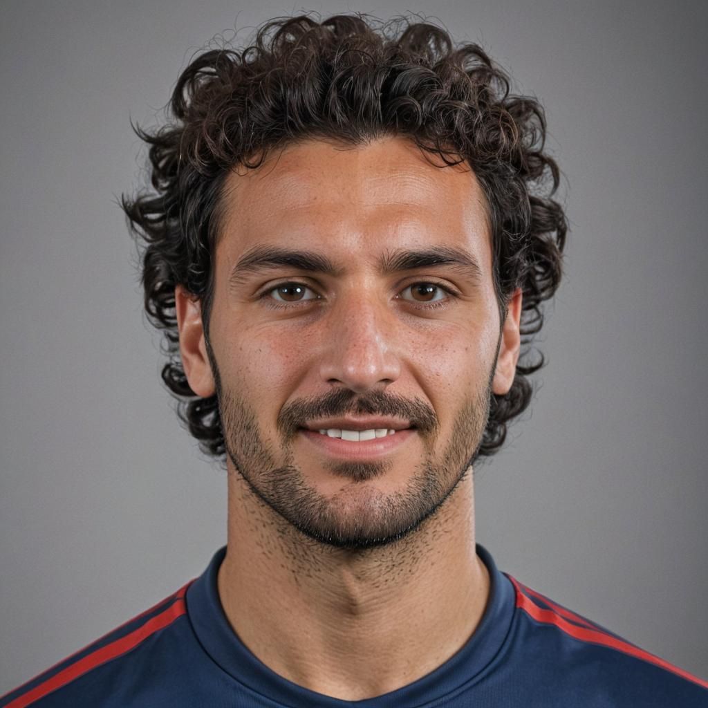 Soccer Player with Luxurious Mustache and Afro in Cinematic....