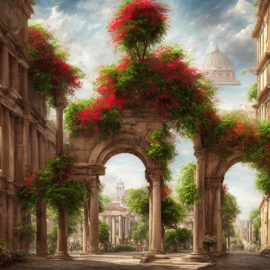 Ancient Roman Fantasy: Hyperdetailed Digital Streetscape wit...