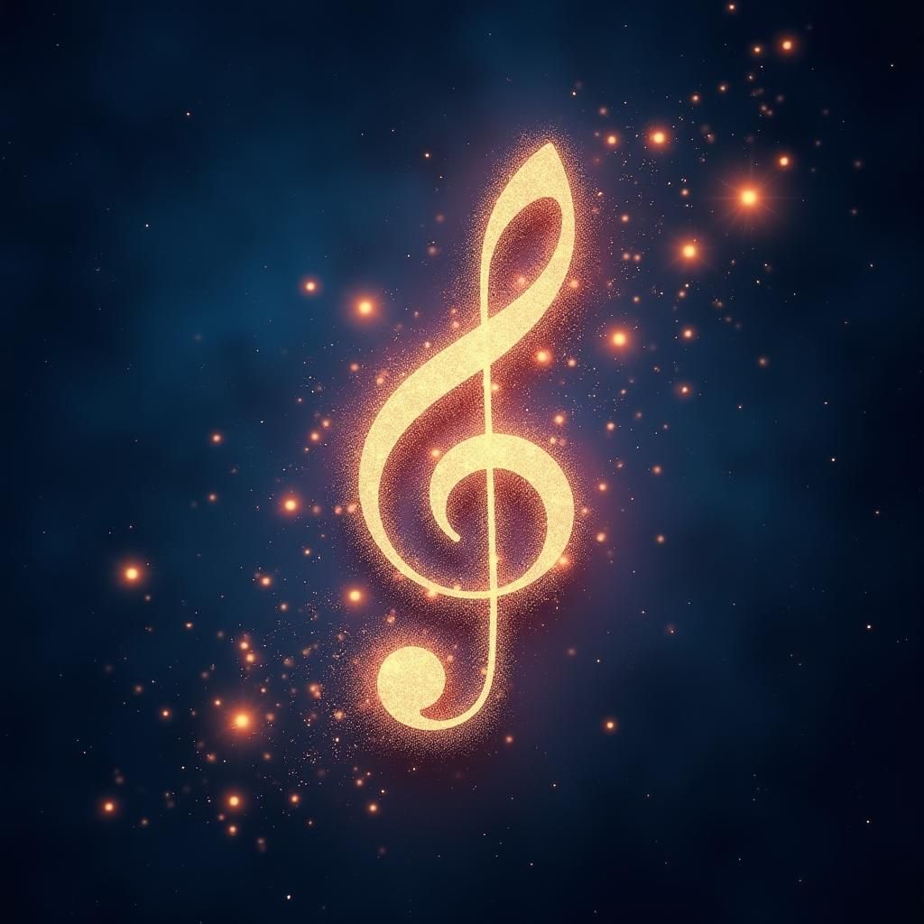 Ethereal Starlight Musical Notes Dance in the Cosmos