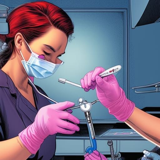 Female Dentist in Comic Book Art Style