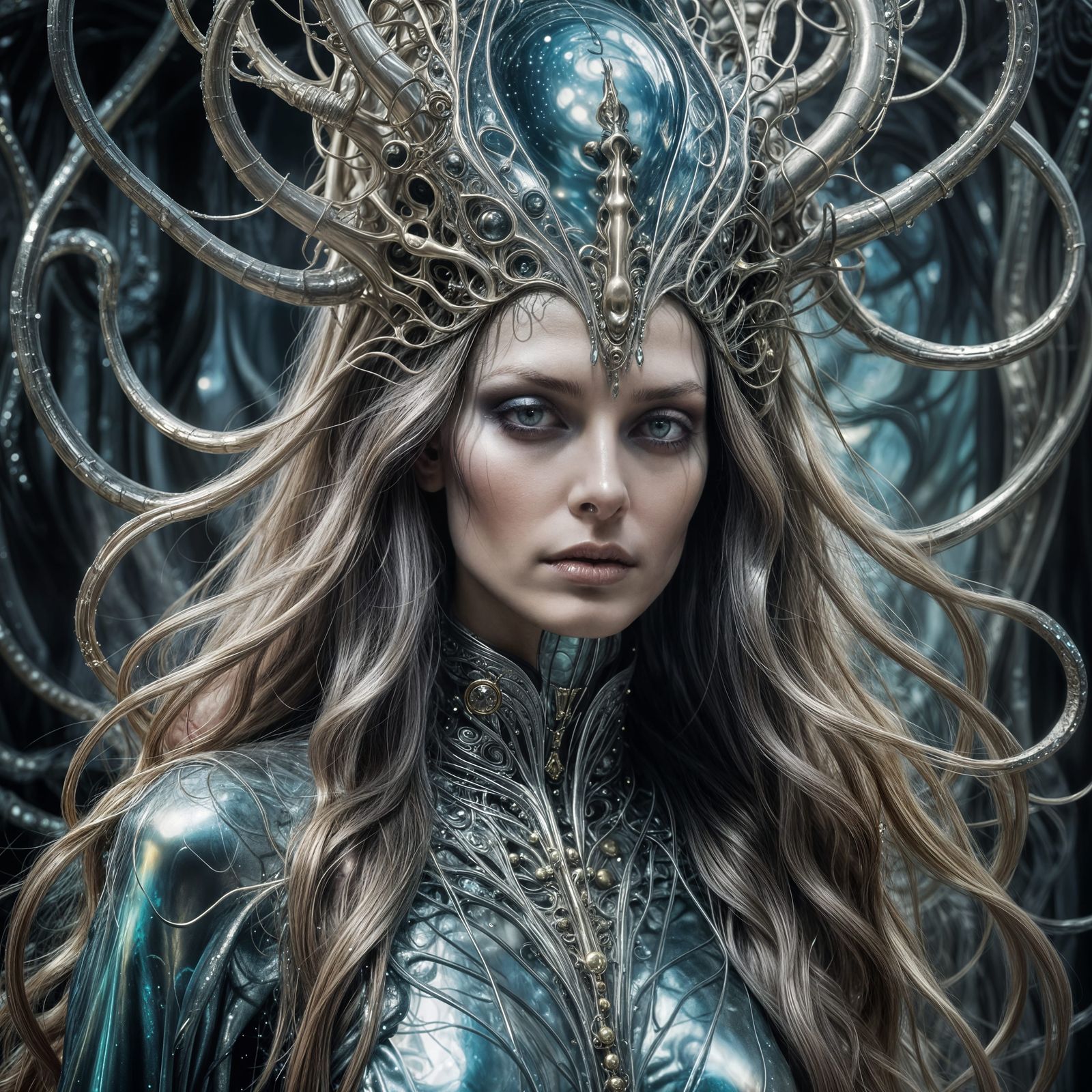 Regal Surreal Goddess in Dreamlike Landscape