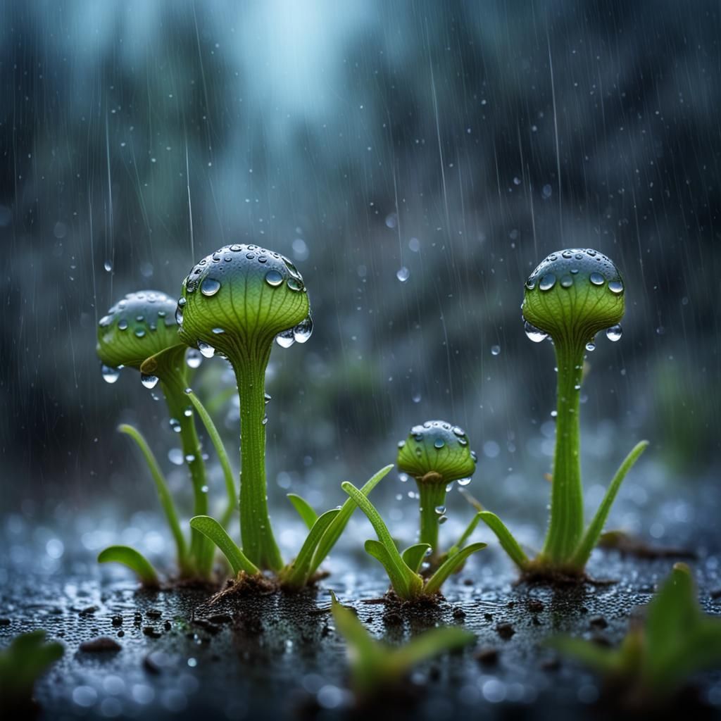 Surreal Alien Landscapes in Vibrant Raindrops