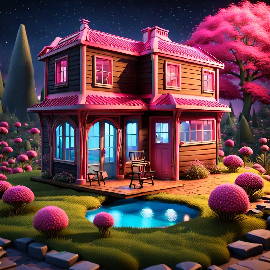 Enchanting Royal Wooden Mansion at Night