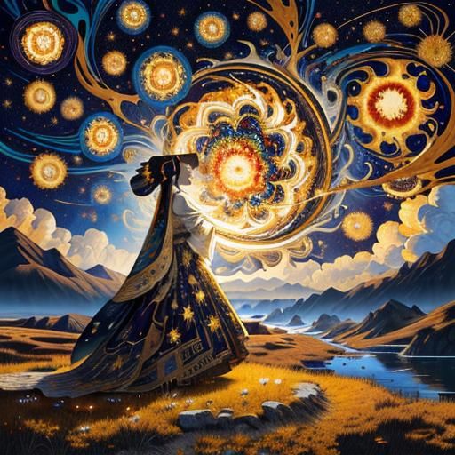 Surreal Starry Night Dreamscapes in Abstract Expressionism