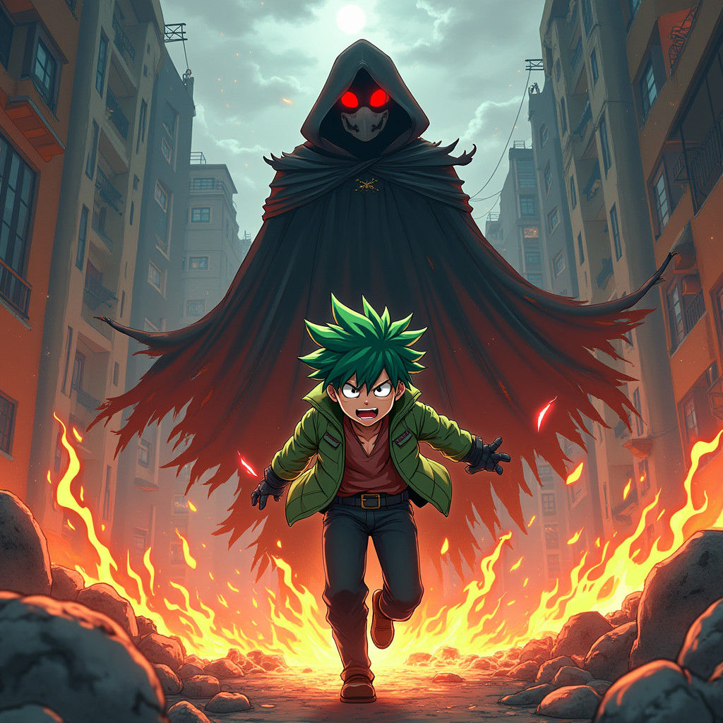 Heroic Anime Key Visual: Deku Unleashes One For All