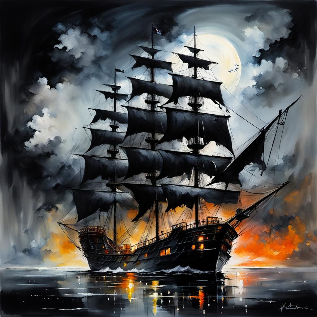 Black frigate of pirate