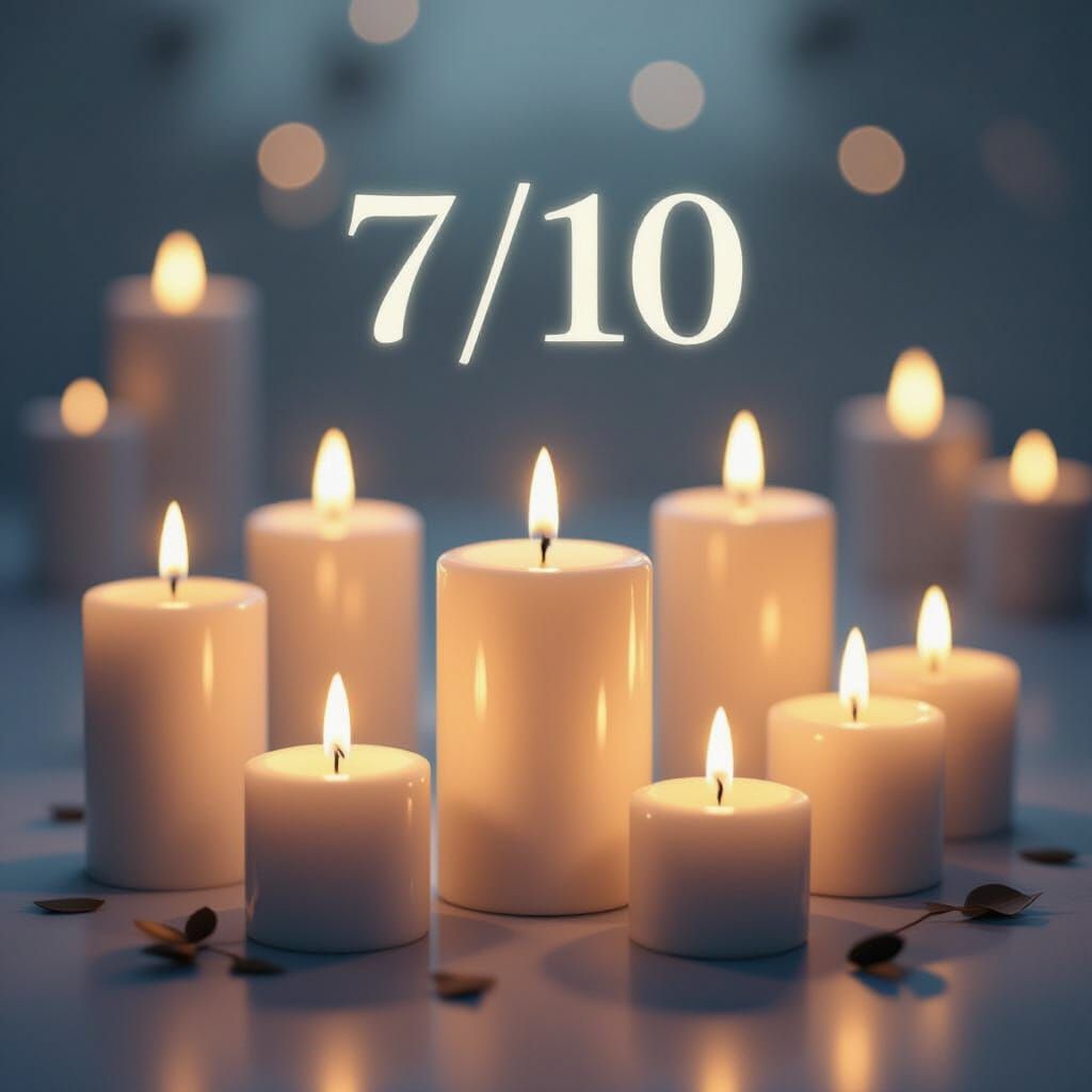 Memorial Candles Glowing in Dark for 7/10 Remembrance