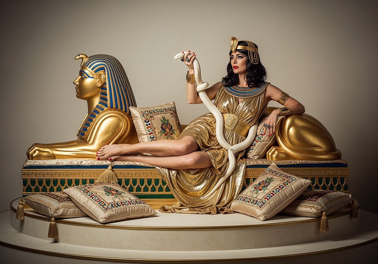 Egyptian Queen Lounging on Royal Chaise Longue