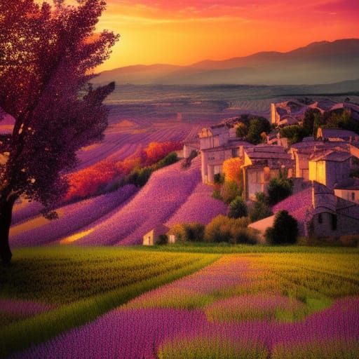 Provence Village at Sunset