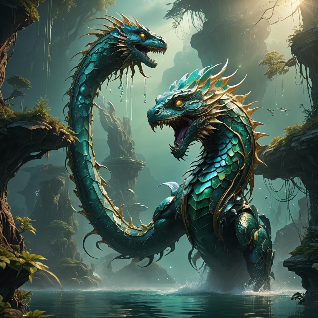 Enigmatic Waterborne Beast in Iridescent Bloom