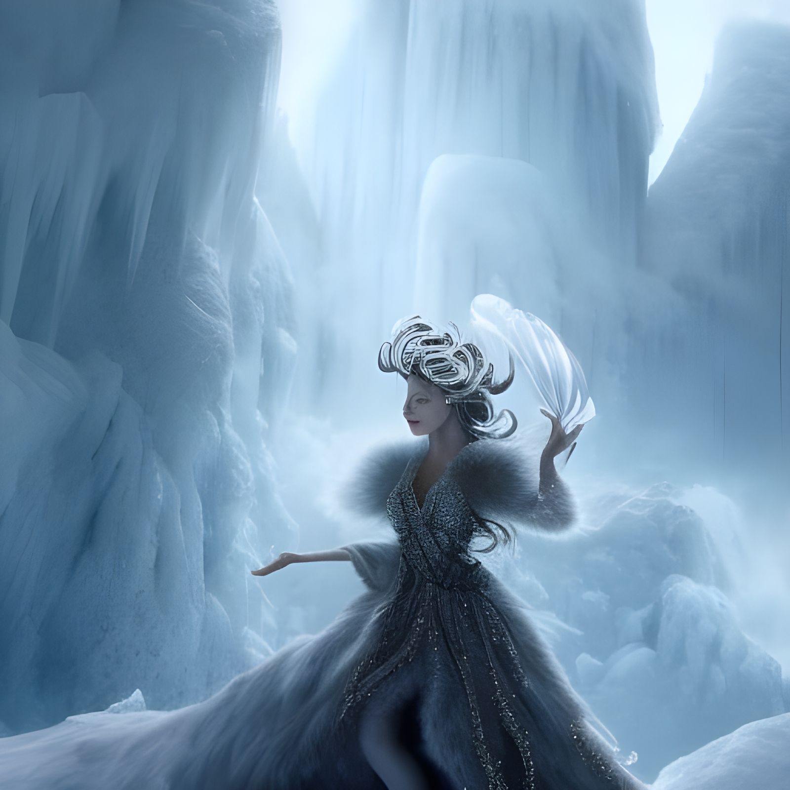 Crystalline Ice Queen: Epic Digital Matte Painting