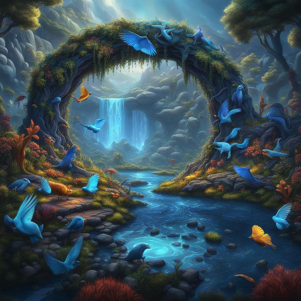 Vibrant Circle of Life in Fantastical Wonderlands