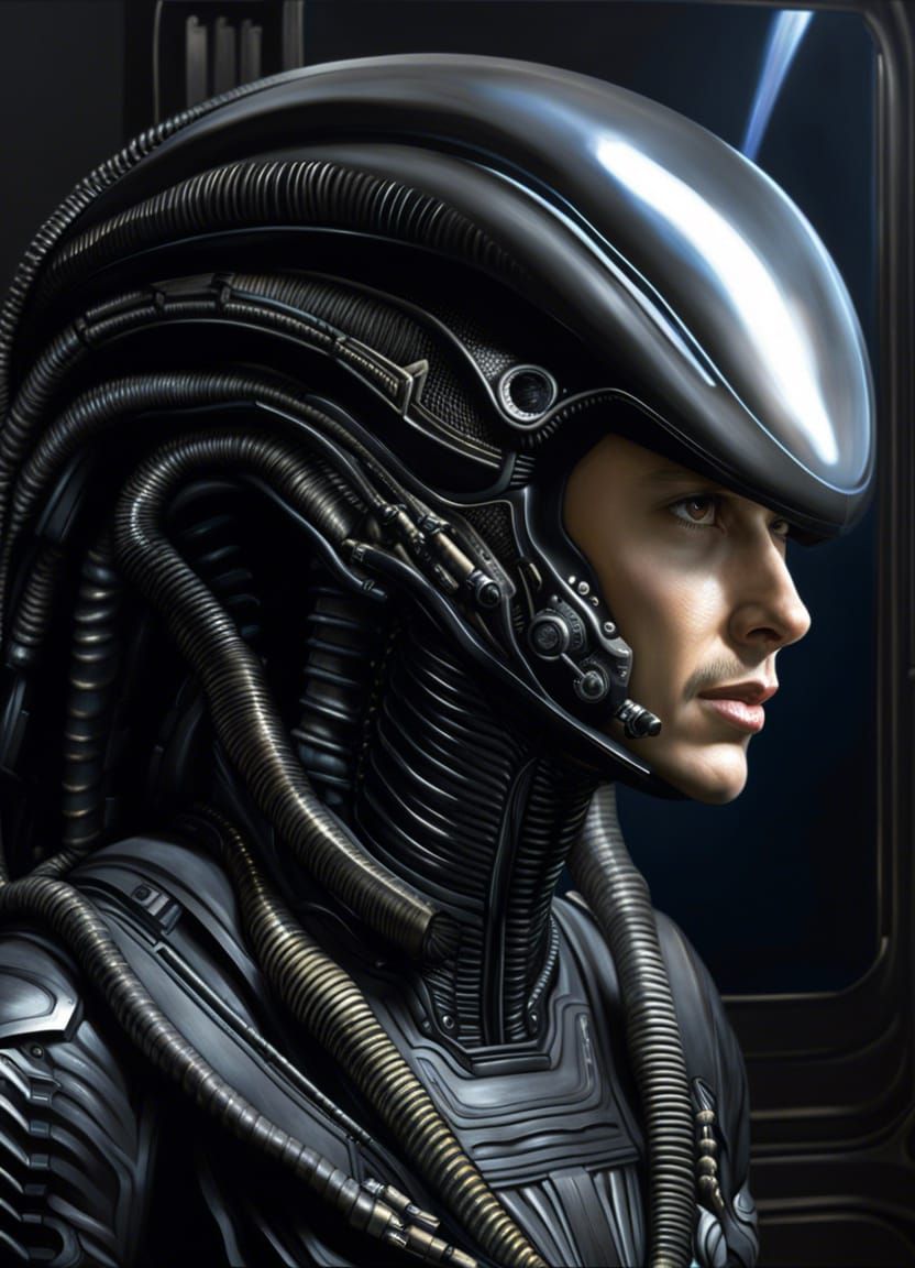Classy Xenomorph Hybrid Portrait in Oil