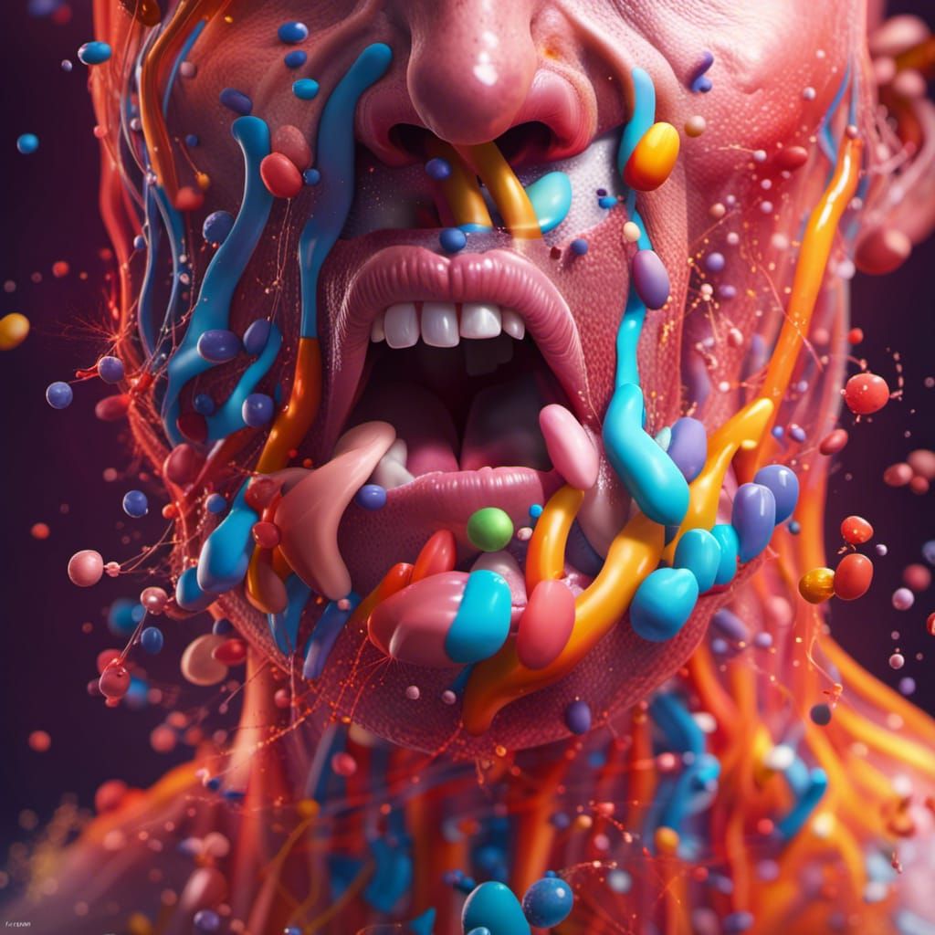 Hyperrealistic DNA Tongue in Vibrant Splash Art Style