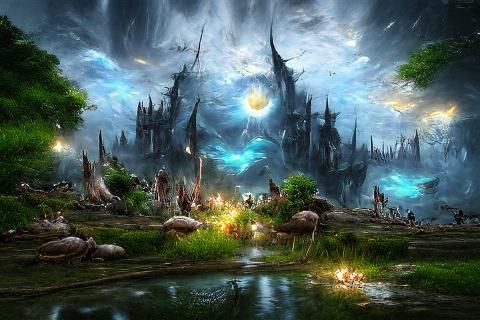 Fantasy Realm in Dark Magic Splendor