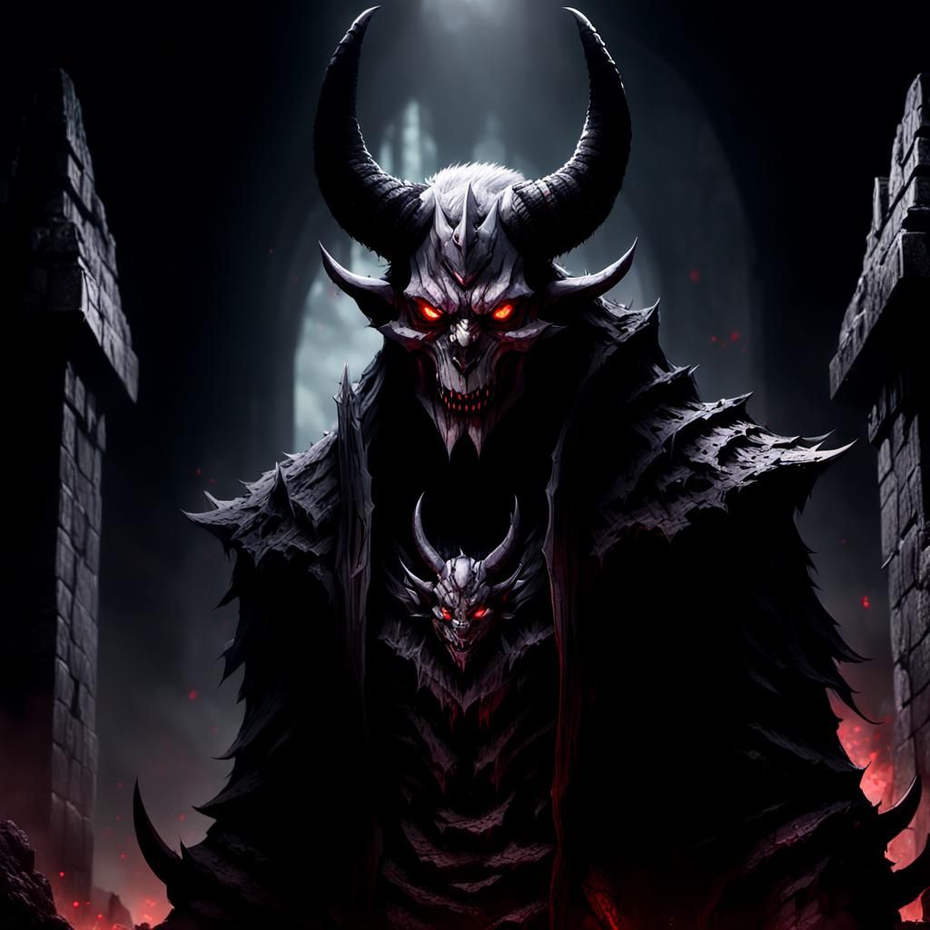 Ethereal Demon Reigns Over Gothic Ruins in Cyberpunk-Inspire...